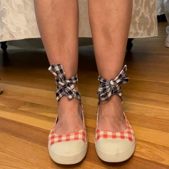 Bensimon Gingham Print Color-block Ankle-Wrap Sneaker - Picture 6 of 14